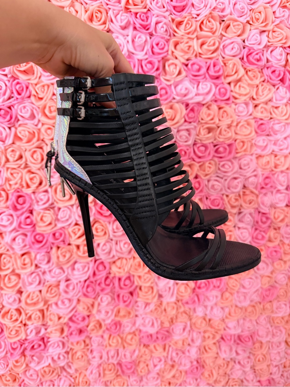 Black L.A.M.B  100% leather Strappy High Heel Sandals - Women's